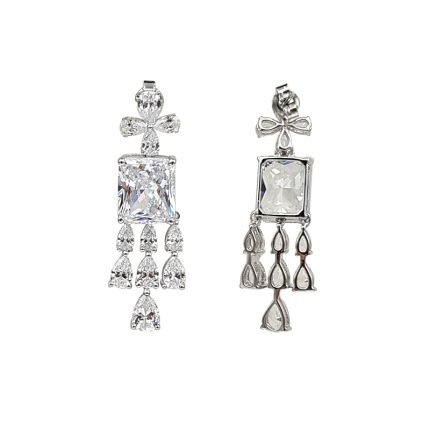 cercei candelabru din argint rodiat cu zirconiu