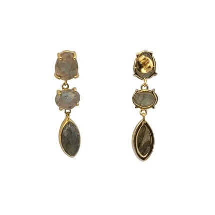 cercei din argint aurit cu pietre labradorit natural