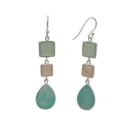 cercei din argint cu calcedonia-cuart roz