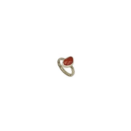 Inel din argint 925 cu coral natural asimetric