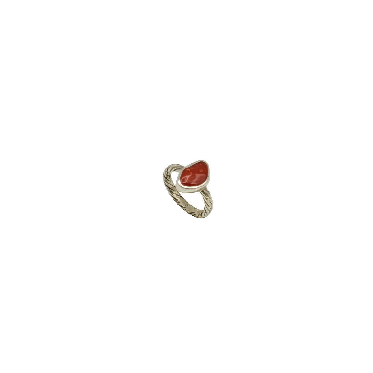 Inel din argint 925 cu coral natural asimetric