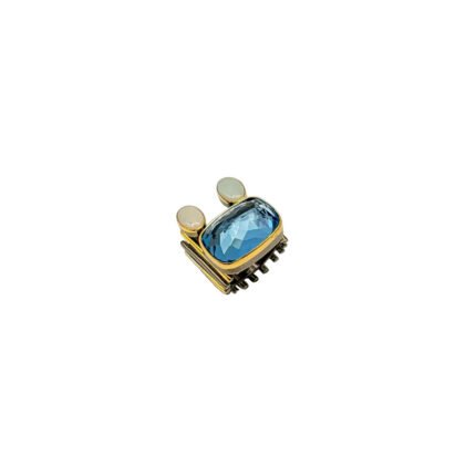 Inel Multi-Band din Argint 925 cu Topaz Sky Blue și Anturaj de Opal