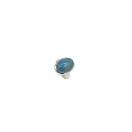 Inel din argint 925 cu acvamarin natural, tăietură cabochon ovală