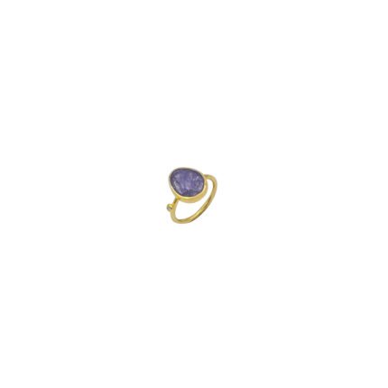 Inel din Argint 925 Placat cu Aur cu Tanzanit Natural și Cubic Zirconia