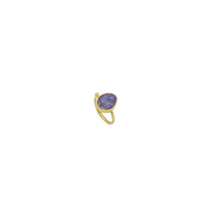 Inel din Argint 925 Placat cu Aur cu Tanzanit Natural și Cubic Zirconia