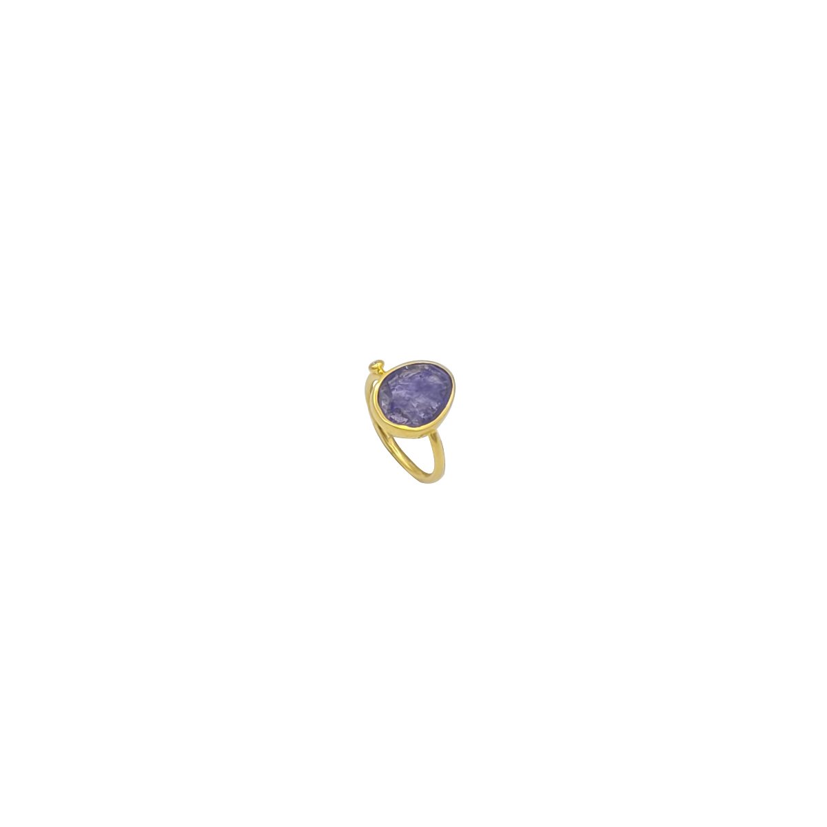 Inel din Argint 925 Placat cu Aur cu Tanzanit Natural și Cubic Zirconia