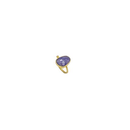 Inel din Argint 925 Placat cu Aur cu Tanzanit Natural și Cubic Zirconia 001