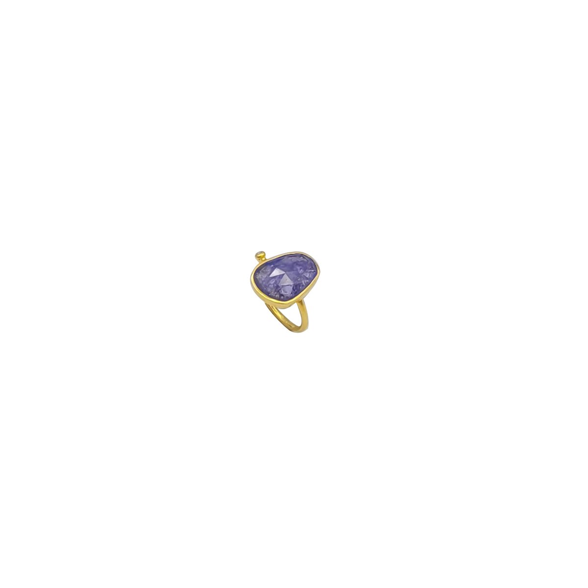 Inel din Argint 925 Placat cu Aur cu Tanzanit Natural și Cubic Zirconia 001
