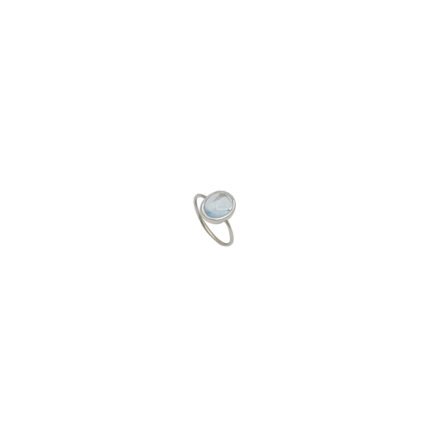 Inel din Argint Rodiat cu Topaz Natural, Model Solitaire Oval