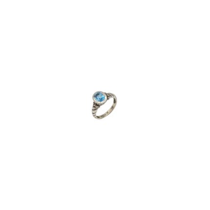 Inel din argint patinat 925 cu topaz albastru oval