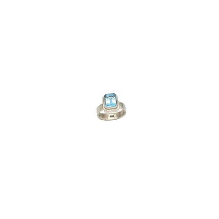 Inel din Argint 925 cu Topaz Natural Sky Blue Tăietură Emerald