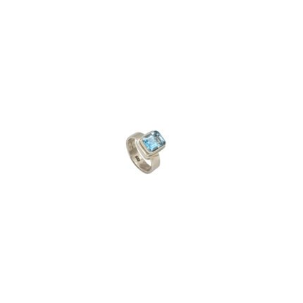 Inel din Argint 925 cu Topaz Natural Sky Blue Tăietură Emerald