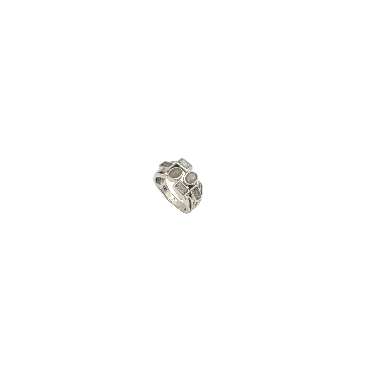 Inel Multi-Stone din Argint 925 cu Labradorite Naturale Geometrice