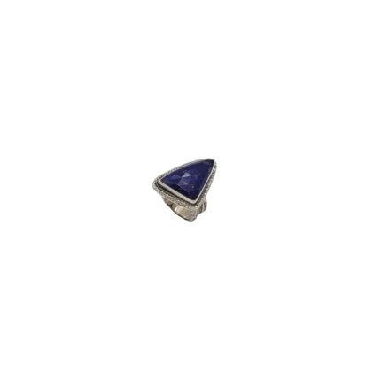 Inel din argint 925 cu piatră triunghiulară fațetată din lapis lazuli