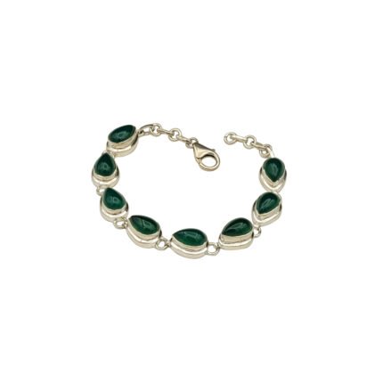 Brățară Argint și Onix Verde Cabochon