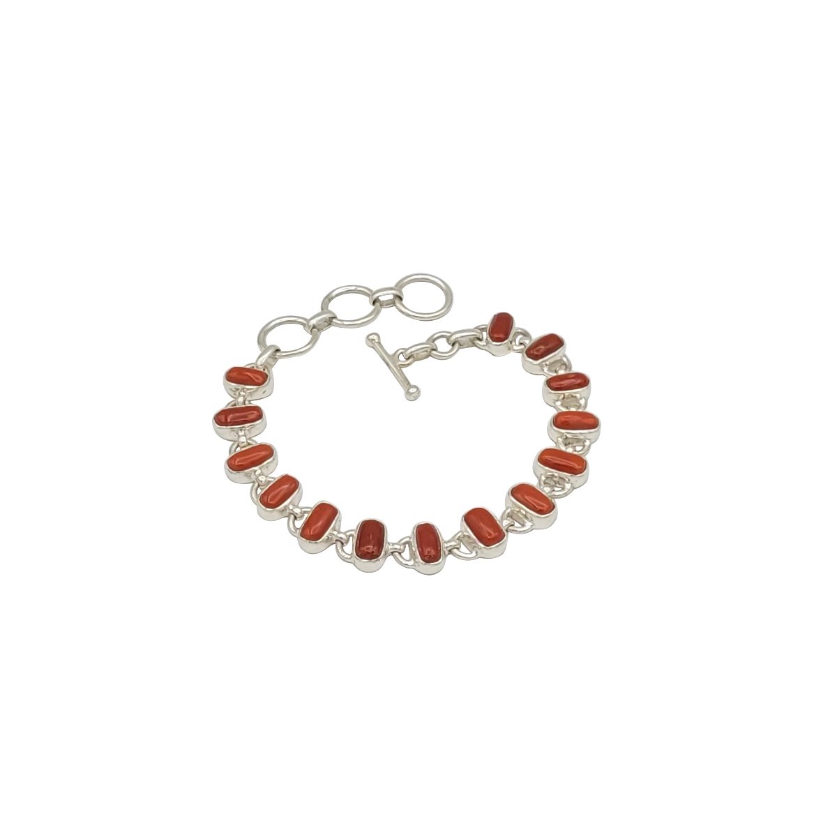 Brățară argint 925 cu pietre din coral roșu natural
