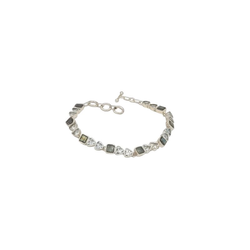 Brățară argint 925 cu labradorit și topaz natural