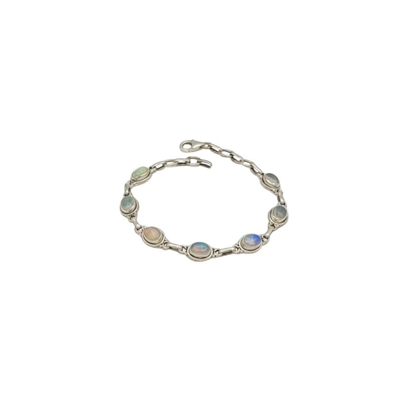 Brățară din Argint 925 cu Pietre de Opal Etiopian Natural, Caboșon Oval