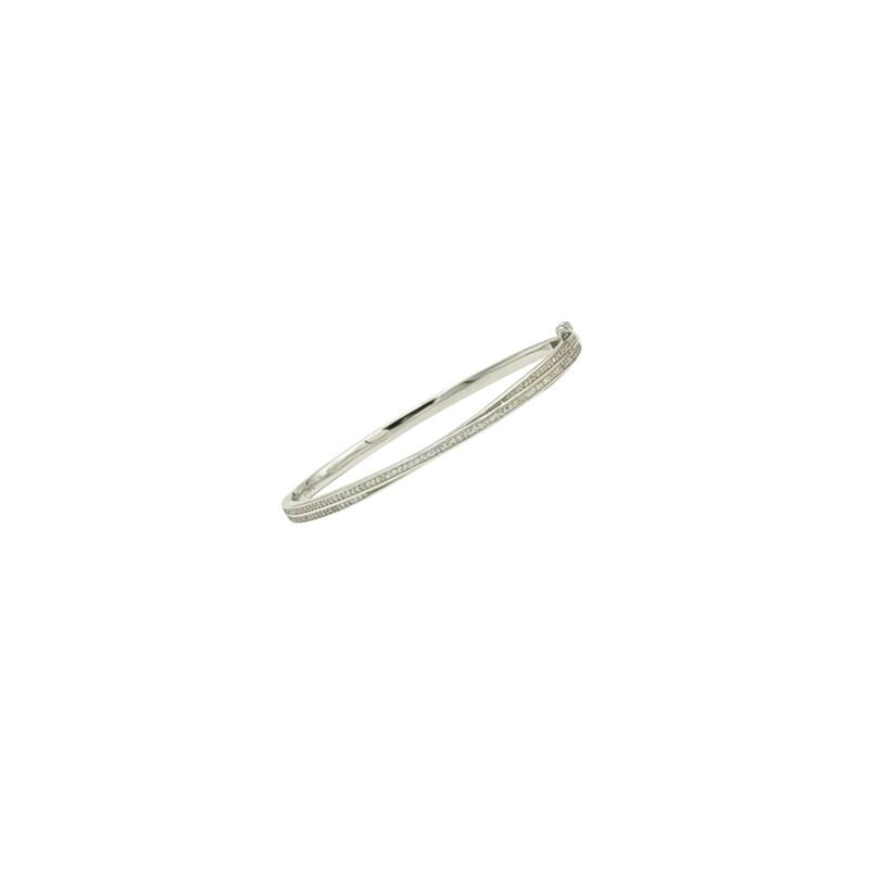Brățară Fixă din Argint 925 cu Două Rânduri de Zirconiu Pavé