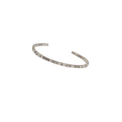 Brățară Rigidă Reglabilă din Argint 925 cu Gravură Spirituală Ichthys